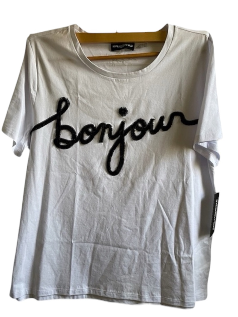 Karl Lagerfeld “Bonjour” Large White T-shirt - NWT **